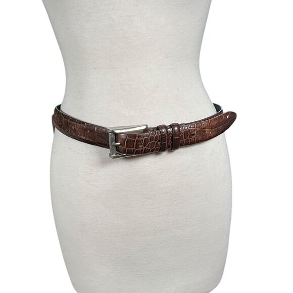 Tulliani Italian Calfskin Leather Belt Silver Solid Brass Buckle Made in Italy - Picture 1 of 15
